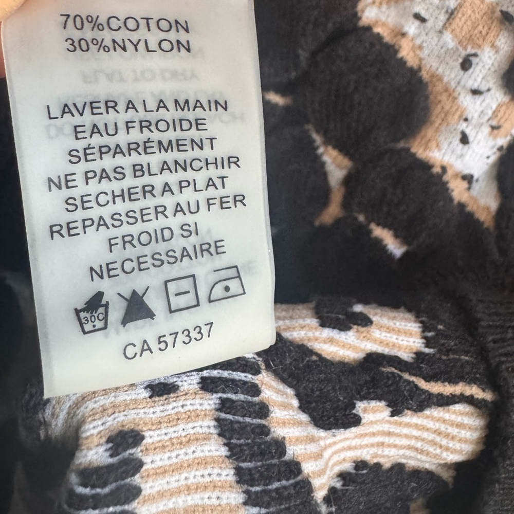 Vince Camuto Leopard Oversized Sweater Textured Animal Print Crew Top Neutral L - Picture 13 of 15